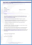 Olympus Software Europe Besttigungsschreiben